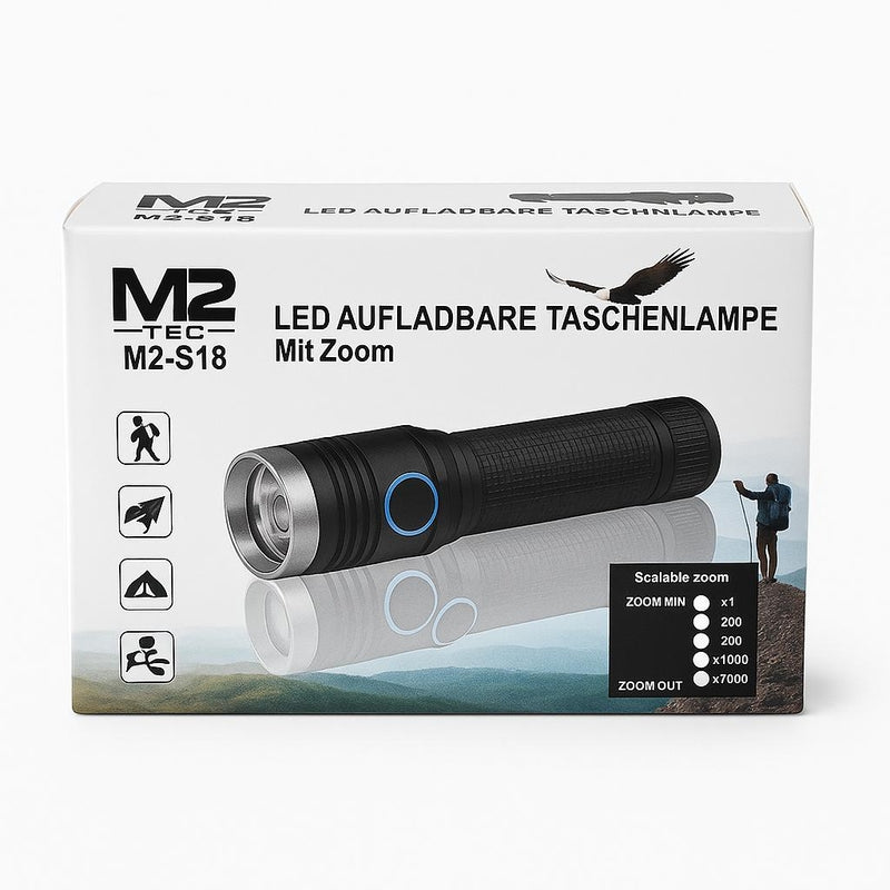 Linterna LED recargable con zoom